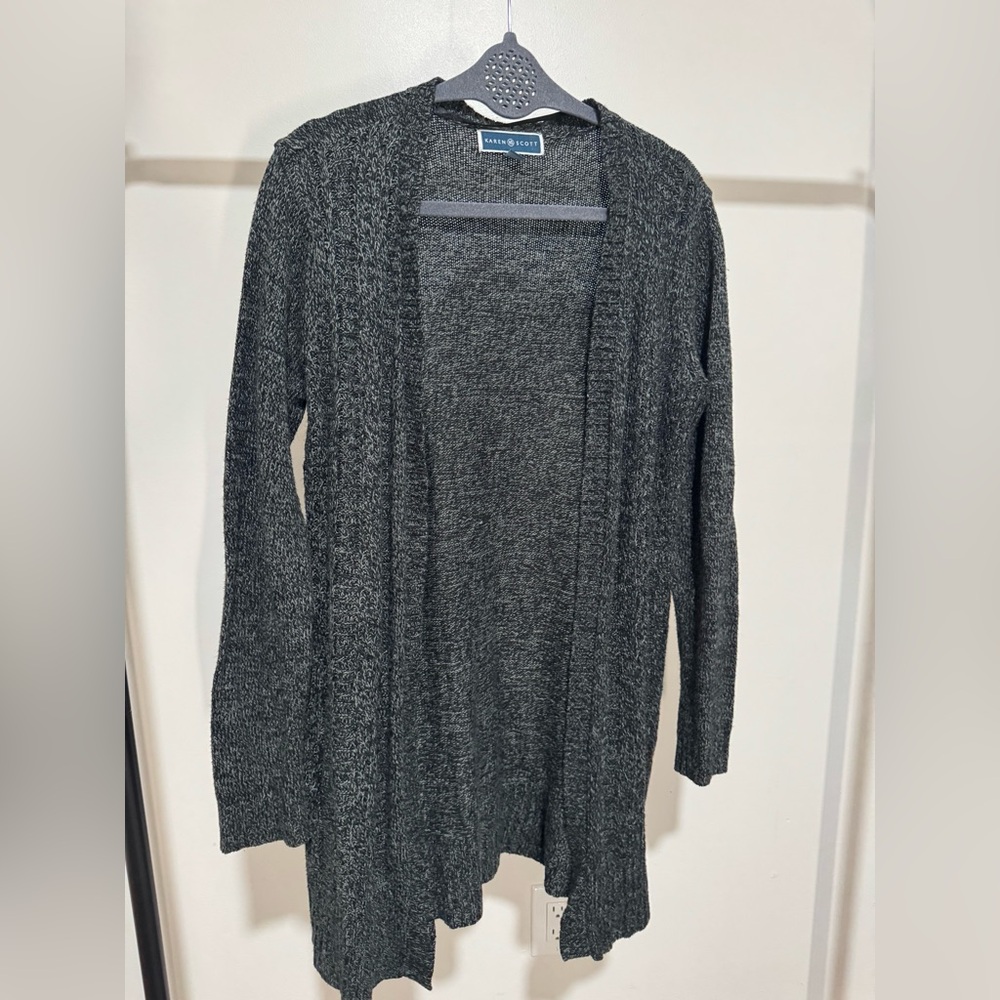 Karen Scott Charcoal Open-Front Cardigan